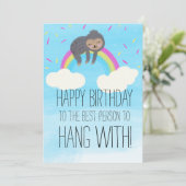 Carte Jolie Sloth accroché sur Rainbow Birthday Friend (Debout devant)