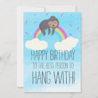 Jolie Sloth accroché sur Rainbow Birthday Friend