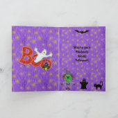 Carte Jolie sorcière, chat, chauves-souris et araignée v (Intérieur)