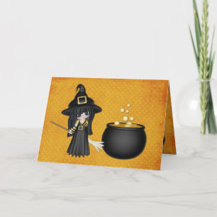 Carte Jolie sorcière d'halloween