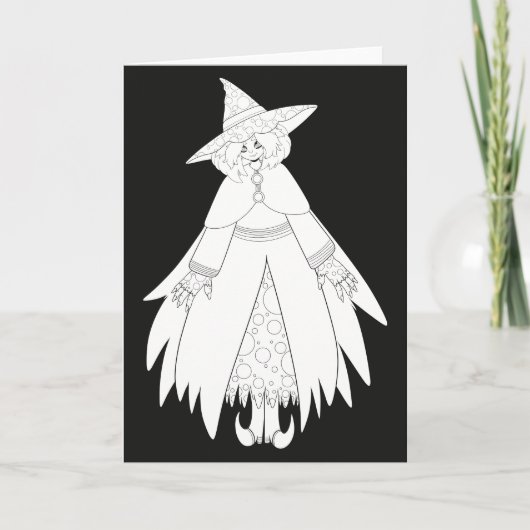 Carte Jolie sorcière d'Halloween (Devant)