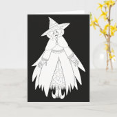 Carte Jolie sorcière d'Halloween (Fleur jaune)