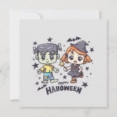 Carte Jolie sorcière et Mischievous zombie garçon (Devant)