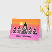 Carte jolie sorcière Halloween (Fleur jaune)