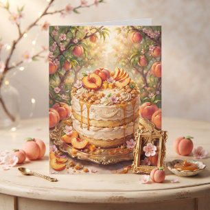 Carte Jolie tarte aux pêches   Joyeux anniversaire