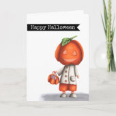 Carte Jolie tête de Citrouille Éffrayant Halloween (Devant)
