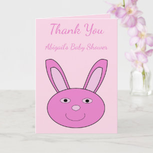 Carte Jolie Tête de Lapin Bébé Rose Fête de Naissance de