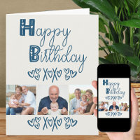 Jolie typographie Doodle Bleu Gris 3 Photo Anniver