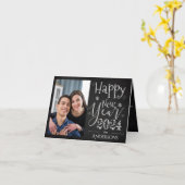 Carte Jolie Typographie Noire Blanc Joyeux Photo du Nouv (Fleur jaune)