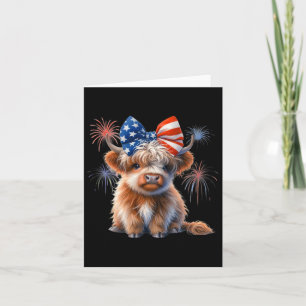 Carte Jolie vache coquette patriotique 4 juillet fermier