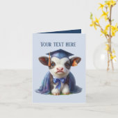 Carte Jolie vache Graduation ajouter un message (Fleur jaune)