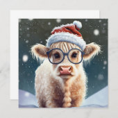 Carte Jolie vache Highland dans la neige (Devant / Derrière)