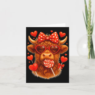Carte Jolie vache Highland sucette Saint-Valentin cœur r