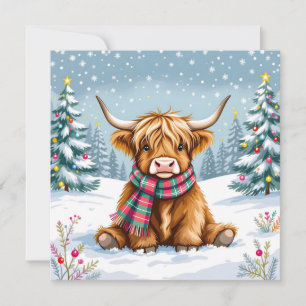 Carte Jolie vache Whimsical Highland Personnalisé Noël