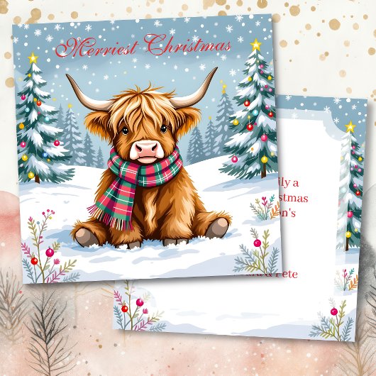 Carte Jolie vache Whimsical Highland Personnalisé Noël