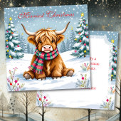 Carte Jolie vache Whimsical Highland Personnalisé Noël