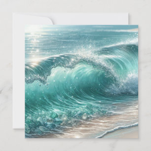 Carte Jolie vague bleue avec étincelles