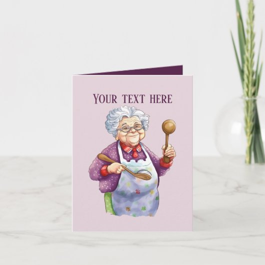 Carte Jolie vieille dame ajouter un message (Devant)