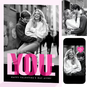 Carte Jolies Amour Vous 3 Photos Saint-Valentin Noir Ros