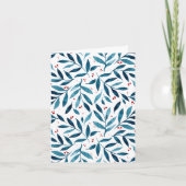 Carte Jolies branches d'aquarelle - turquoise et rouge (Devant)