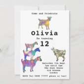 Carte Jolies chèvres Filles Anniversaire Fête Coloré (Devant)