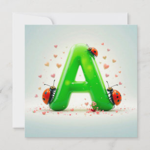 Carte Jolies coccinelles sur la lettre verte de l'alphab
