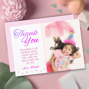 Carte Jolies Étoiles Roses Photo Anniversaire Merci