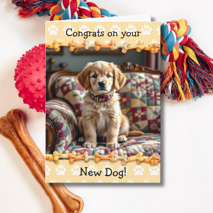 Carte Jolies Félicitations pour votre nouveau chien Retr