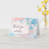 Carte Jolies fleurs bleues sur Merci Arrière - plan rose (Fleur jaune)