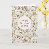 Carte Jolies fleurs de rose rose blush (Fleur jaune)