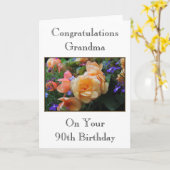 Carte Jolies Fleurs, Grandma 90th Birthday Card. (Fleur jaune)