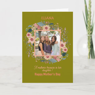 Carte Jolies Fleurs Maman Fille Citation Photo de la fêt