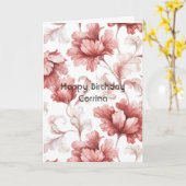 Carte Jolies Fleurs Rouges Chic Anniversaire (Fleur jaune)