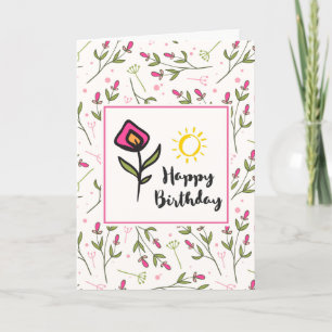 Carte Jolies Fleurs Sauvages et Illustration du Soleil A
