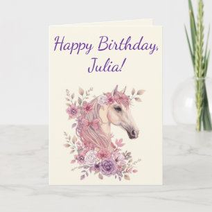 Carte Jolies Petites Ponettes Fleur pastel Cheval