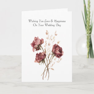 Carte Jolies Roses Rouges Bourgogne Mariage Floral