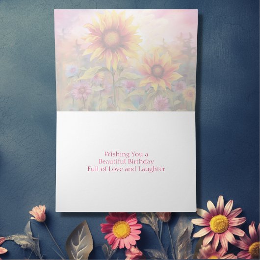 Carte Jolies tournesols aux fleurs colorées Anniversaire