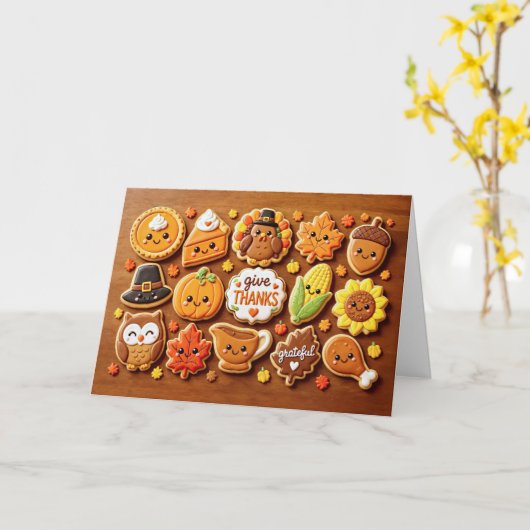 Carte Jolis biscuits de Thanksgiving pour exprimer sa gr (Fleur jaune)