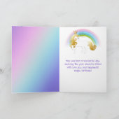 Carte Jolis bonbons licorne dorés et blancs pour anniver (Intérieur)
