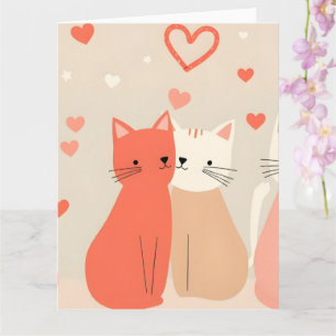 Carte Jolis Chats Aiment Motif de Cœurs de la Saint-Vale