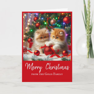 Carte Jolis chats persans de Noël pour les fêtes