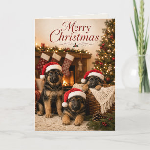 Carte Jolis chiots Berger Allemand Joyeux Noël