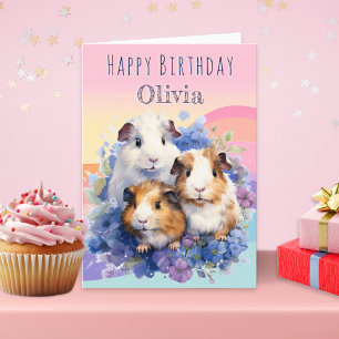 Carte Jolis cochons d'Inde Anniversaire personnalisé