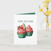 Carte Jolis cupcakes à la pastèque personnalisables (Fleur jaune)