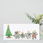Carte Jolis dessins animés de cadeaux de Noël dansants e (Debout devant)