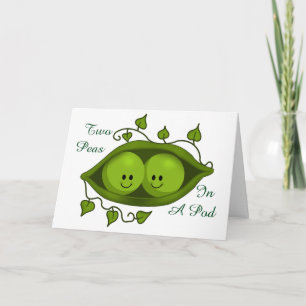 Carte Jolis deux petits pois dans une cosse personnalisa