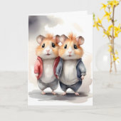 Carte Jolis hamsters en veste Meilleurs amis Portrait  (Fleur jaune)