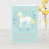 Carte Jolis licorne et Aqua de fleurs personnalisé (Fleur jaune)