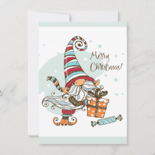 Carte Jolis lutins de Noël joyeux Gnomes Aquarelle Amusa