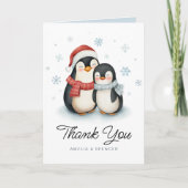 Carte Jolis Manchots d'Hiver Remerciements Baby Shower (Devant)